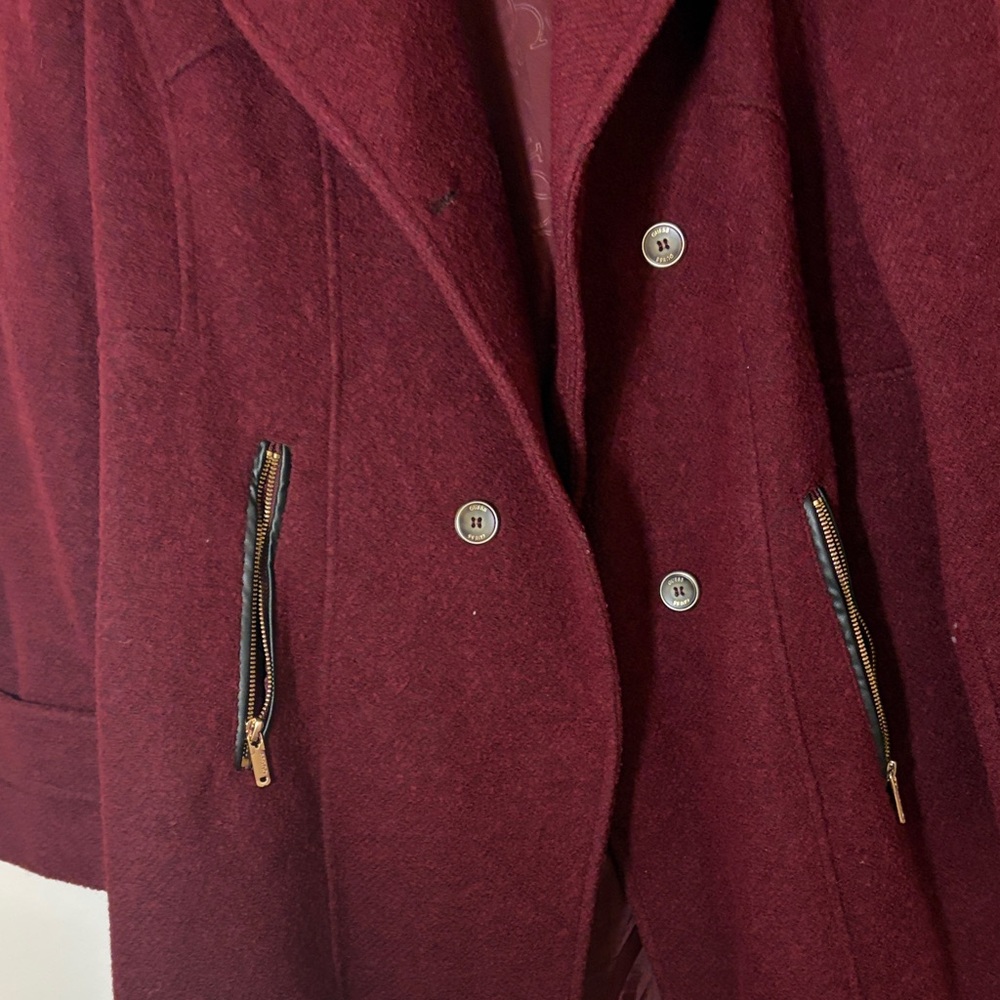 Guess Women's Burgundy Pea Coat Size 1X - Picture 4 of 6
